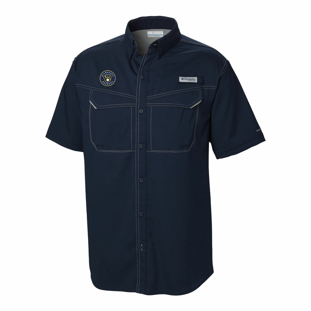 Milwaukee Brewers Columbia Omni-Wick Low Drag Offshore Button-Up Shirt - Navy - Columbia Sale