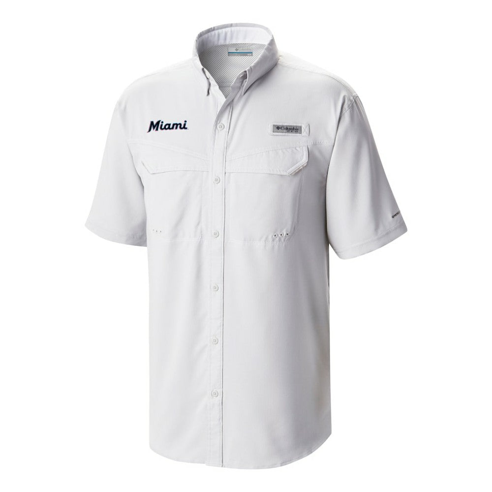 Miami Marlins Columbia Omni-Wick Low Drag Offshore Button-Up Shirt - White - Columbia Lifestyle