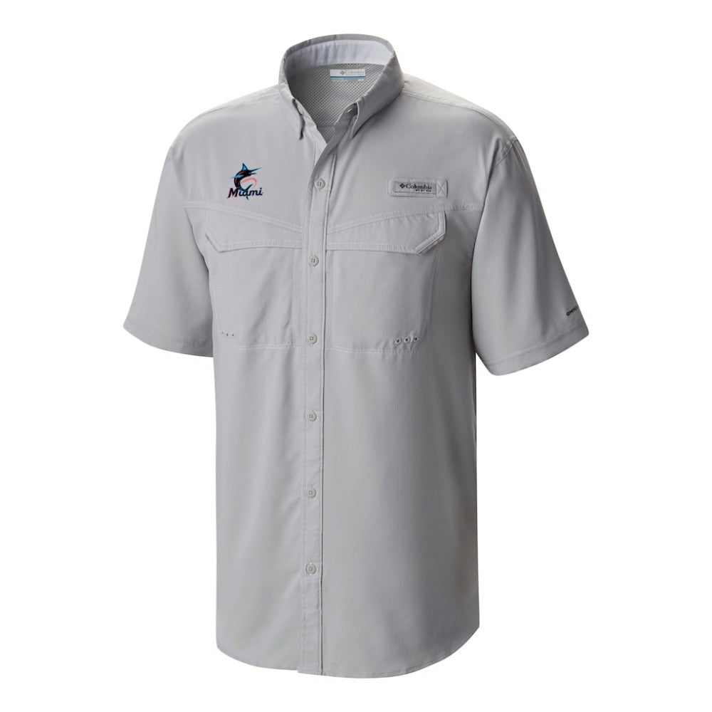 Miami Marlins Columbia Omni-Wick Low Drag Offshore Button-Up Shirt - Gray - Columbia on Sale