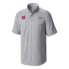 Washington Nationals Columbia Omni-Wick Low Drag Offshore Button-Up Shirt - Gray - Columbia on Sale