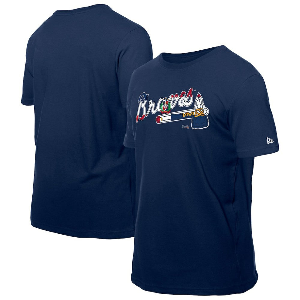 Atlanta Braves New Era Dominican Republic Flag Logo T-Shirt - Navy - New Era on Sale