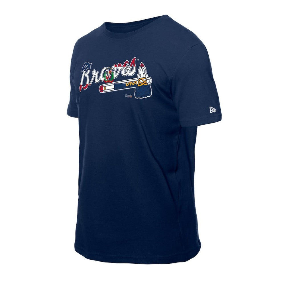 Atlanta Braves New Era Dominican Republic Flag Logo T-Shirt - Navy - New Era on Sale