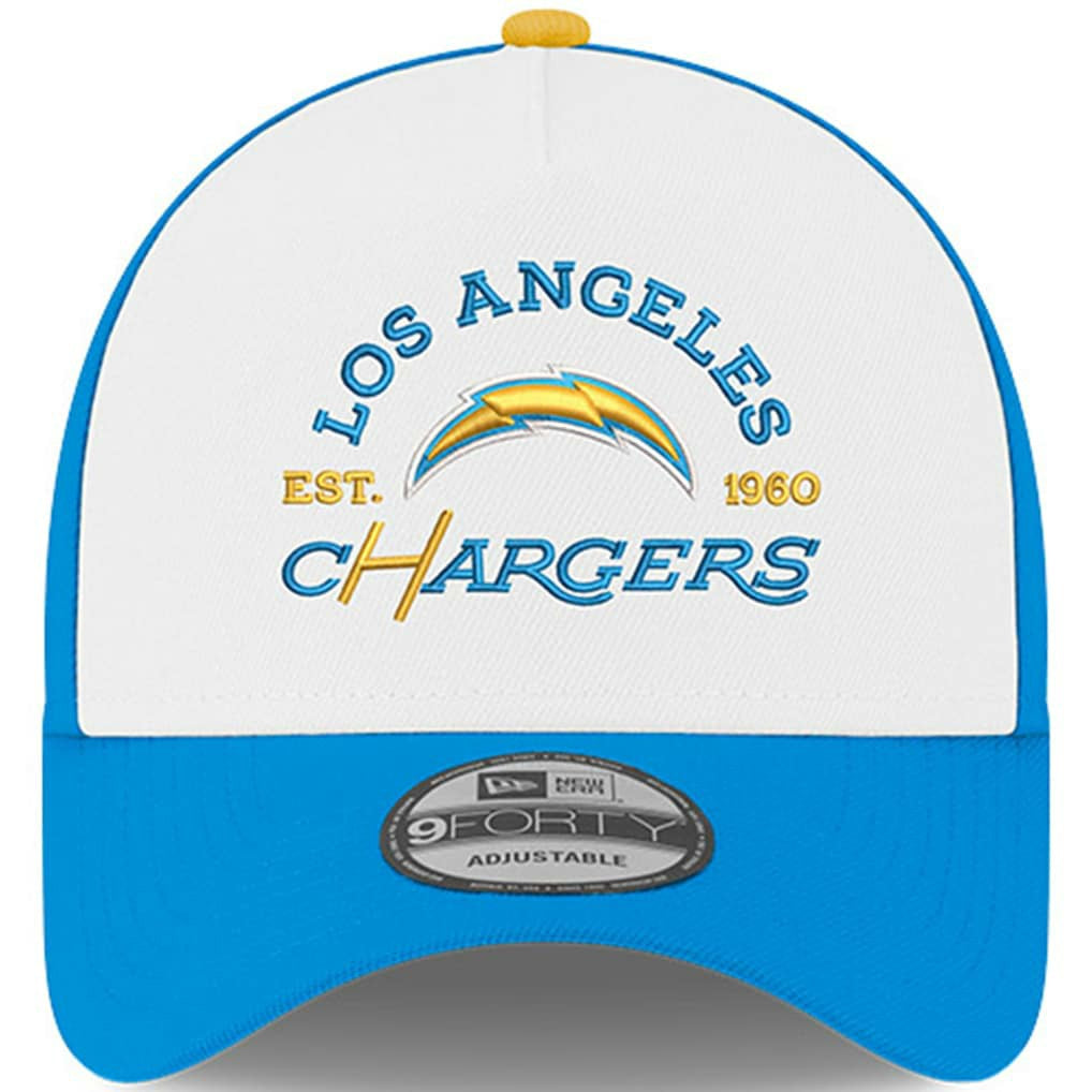 Los Angeles Chargers New Era Charger Power A-Frame 9FORTY Adjustable Hat White/Powder Blue
