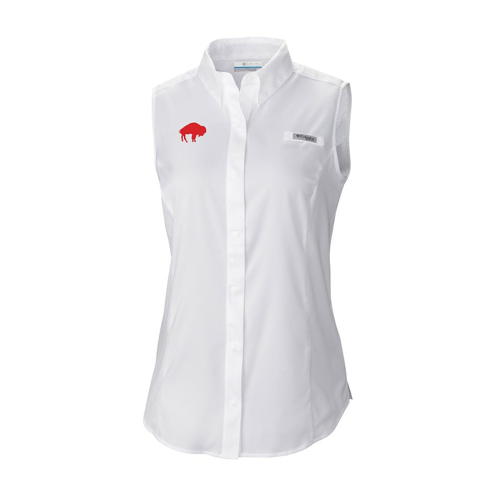 Columbia Buffalo Bills Women's Historic Tamiami Omni-Shade Sleeveless Button-Up Shirt White