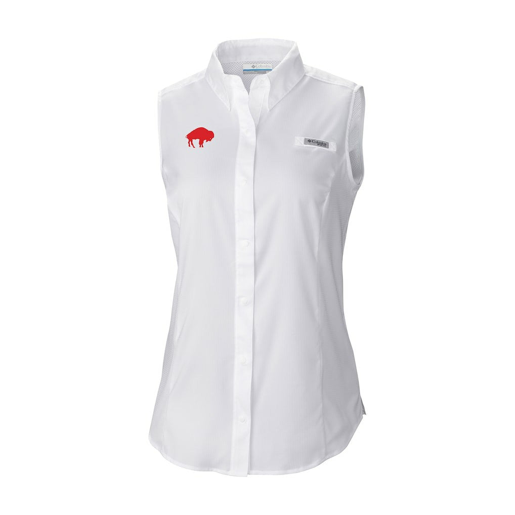Columbia Buffalo Bills Women's Historic Tamiami Omni-Shade Sleeveless Button-Up Shirt White