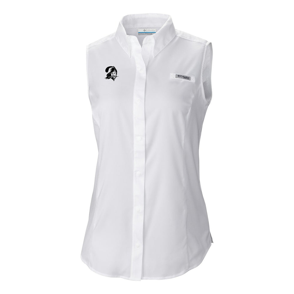 Columbia Tampa Bay Buccaneers Women's Historic Tamiami Omni-Shade Sleeveless Button-Up Shirt White