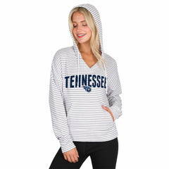 Tennessee Titans Concepts Sport Women's Liftoff Striped V-Neck Hoodie White/Gray