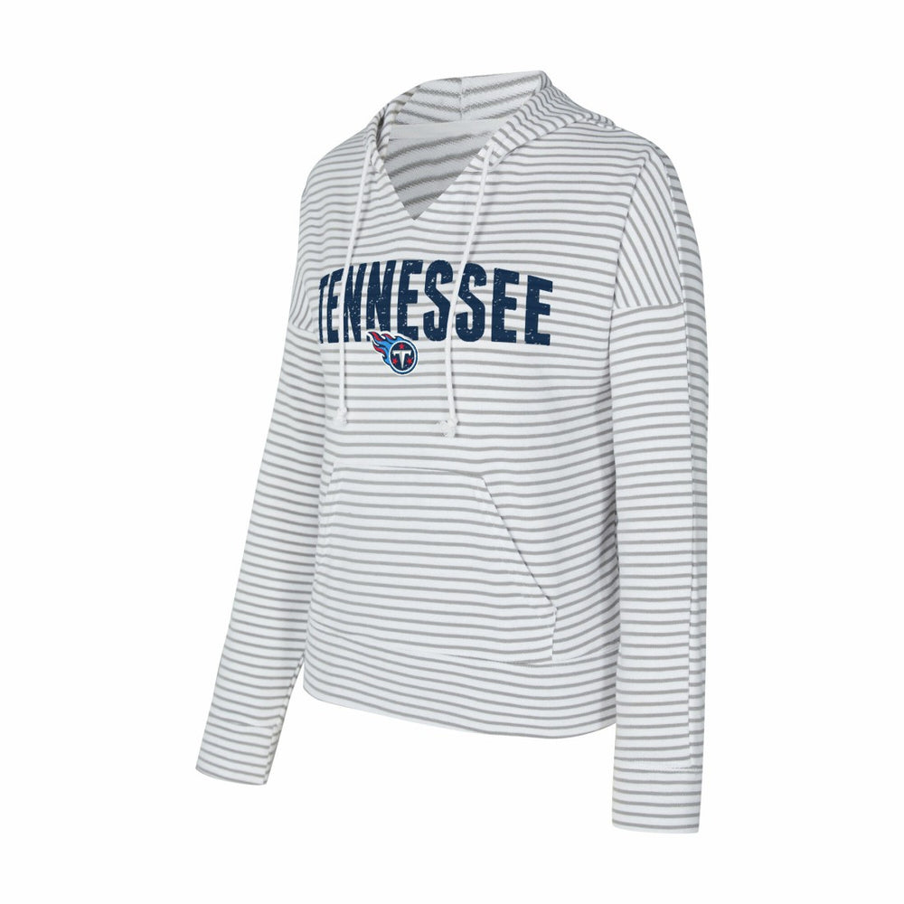 Tennessee Titans Concepts Sport Women's Liftoff Striped V-Neck Hoodie White/Gray