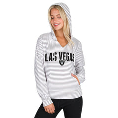 Las Vegas Raiders Concepts Sport Women's Liftoff Striped V-Neck Hoodie White/Gray
