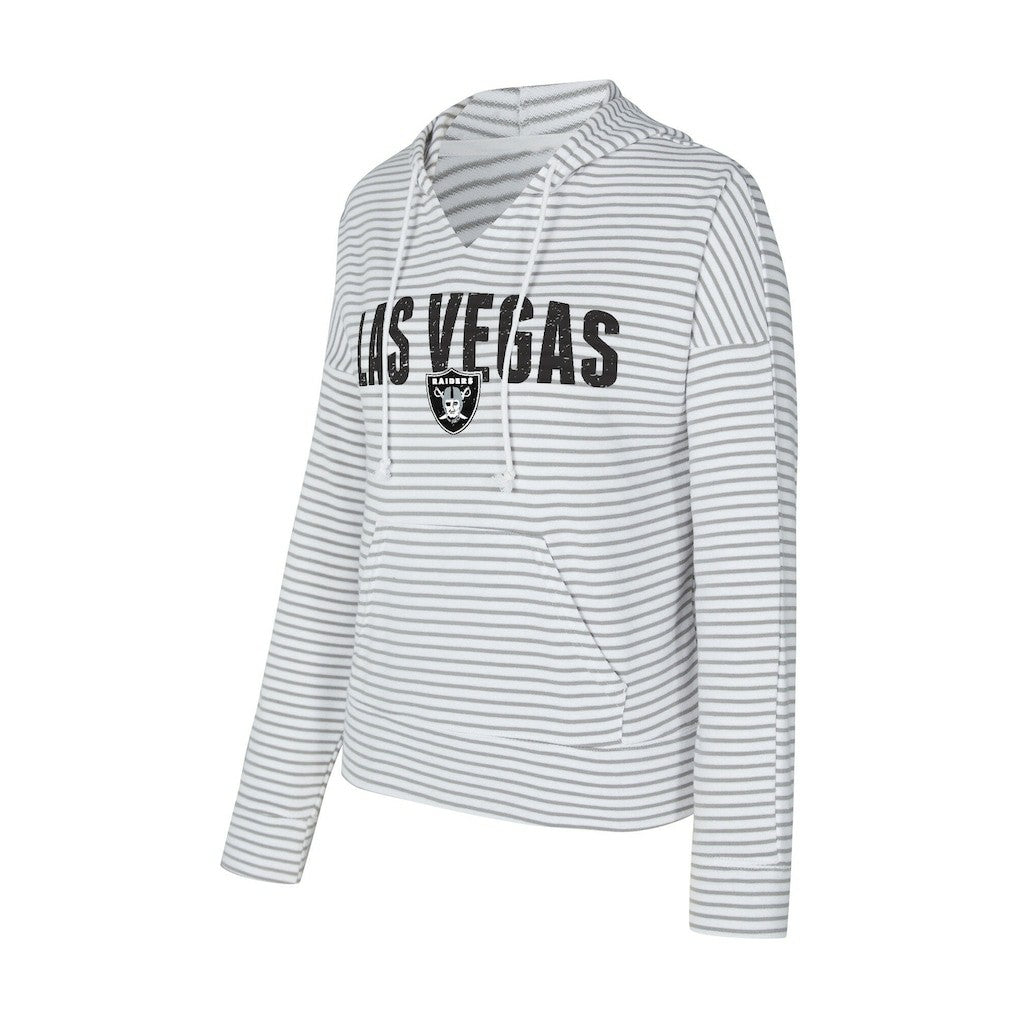 Las Vegas Raiders Concepts Sport Women's Liftoff Striped V-Neck Hoodie White/Gray