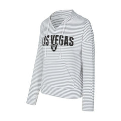 Las Vegas Raiders Concepts Sport Women's Liftoff Striped V-Neck Hoodie White/Gray