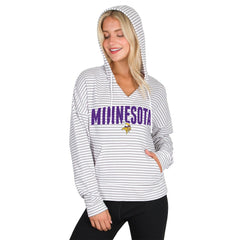 Minnesota Vikings Concepts Sport Women's Liftoff Striped V-Neck Hoodie White/Gray