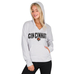 Cincinnati Bengals Concepts Sport Women's Liftoff Striped V-Neck Hoodie White/Gray