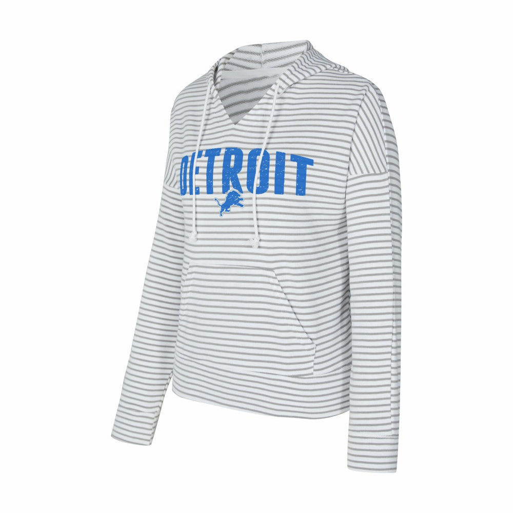 Detroit Lions Concepts Sport Women's Liftoff Striped V-Neck Hoodie White/Gray