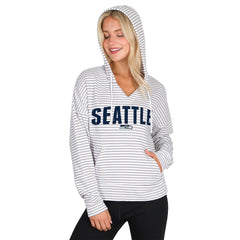 Seattle Seahawks Concepts Sport Women's Liftoff Striped V-Neck Hoodie White/Gray