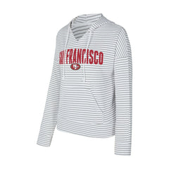 San Francisco 49ers Concepts Sport Women's Liftoff Striped V-Neck Hoodie White/Gray