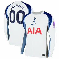 Tottenham Hotspur 2025/26 Home Replica Long Sleeve Custom Jersey White - Nike