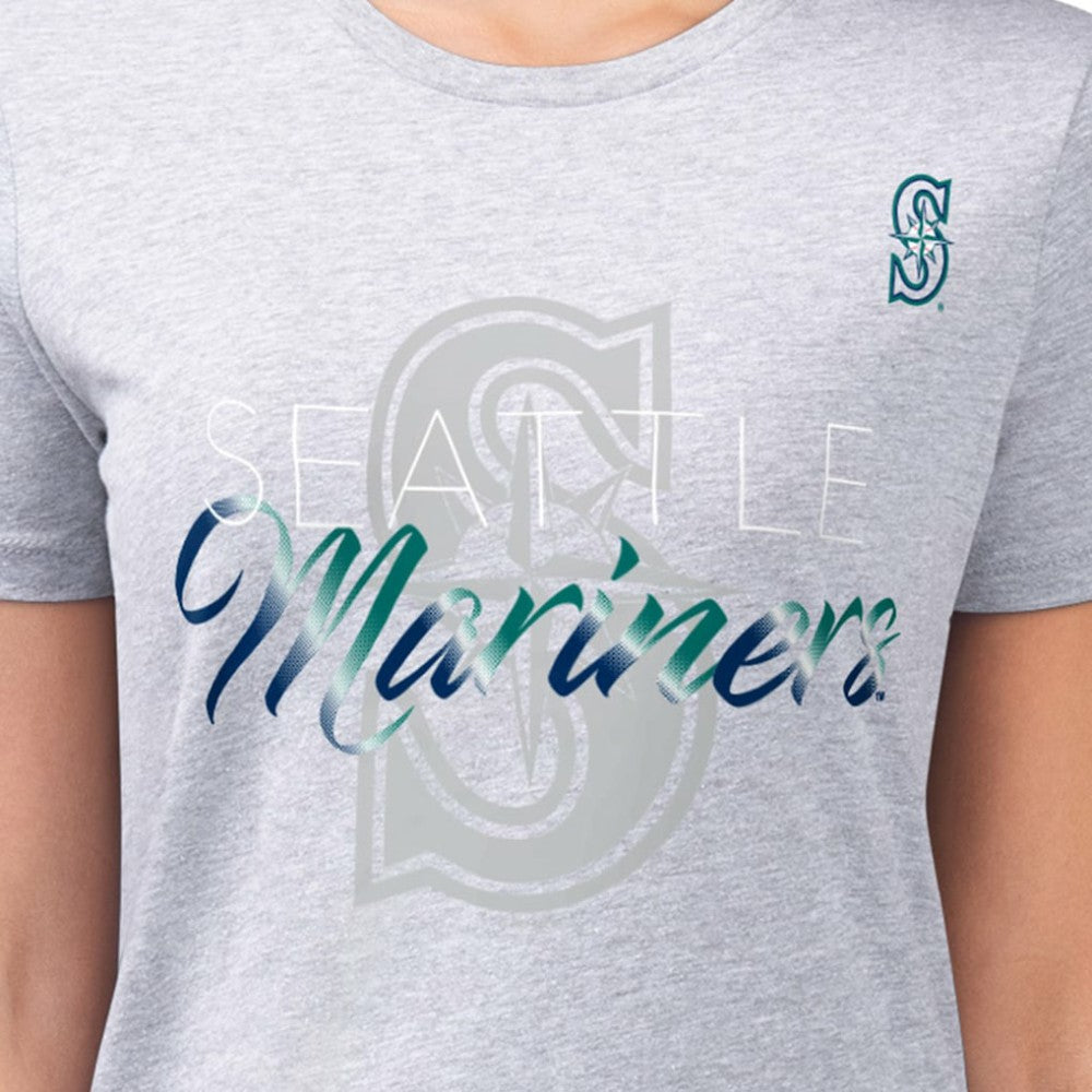 Seattle Mariners G-III 4Her by Carl Banks Women's Super-Slim Fit Lightweight Shadow Logo Graphic T-Shirt - Heather Gray - MLB on Sale