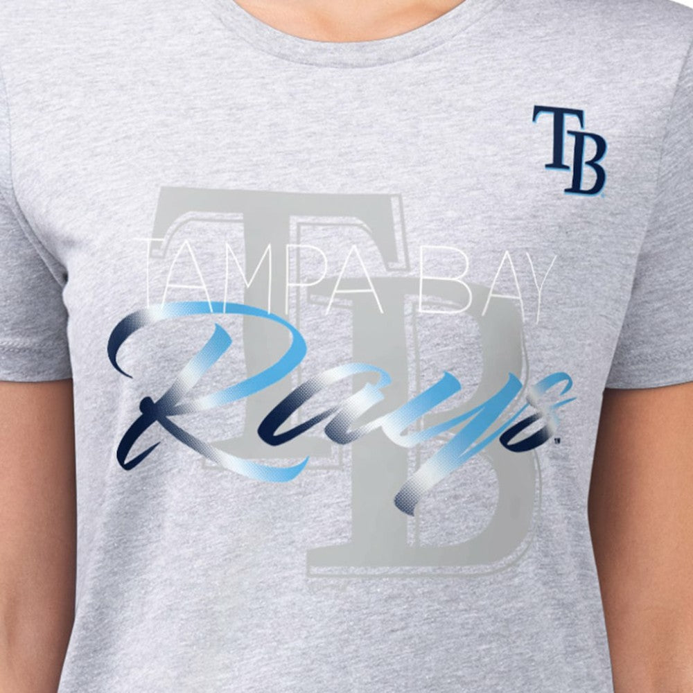 Tampa Bay Rays G-III 4Her by Carl Banks Women's Super-Slim Fit Lightweight Shadow Logo Graphic T-Shirt - Heather Gray - MLB Lifestyle