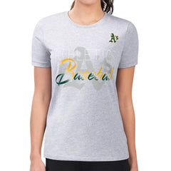 Athletics G-III 4Her by Carl Banks Women's Super-Slim Fit Lightweight Shadow Logo Graphic T-Shirt - Heather Gray - MLB Discount