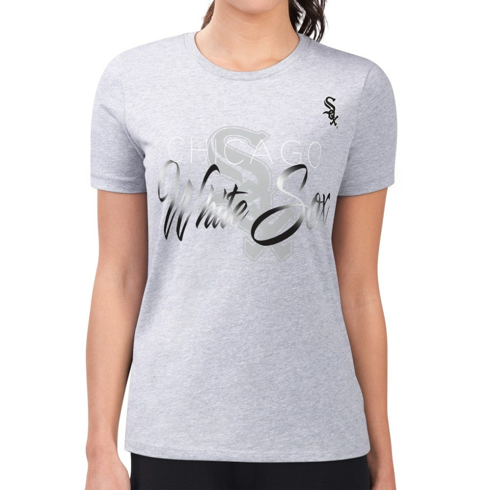 Chicago White Sox G-III 4Her by Carl Banks Women's Super-Slim Fit Lightweight Shadow Logo Graphic T-Shirt - Heather Gray - MLB Lifestyle
