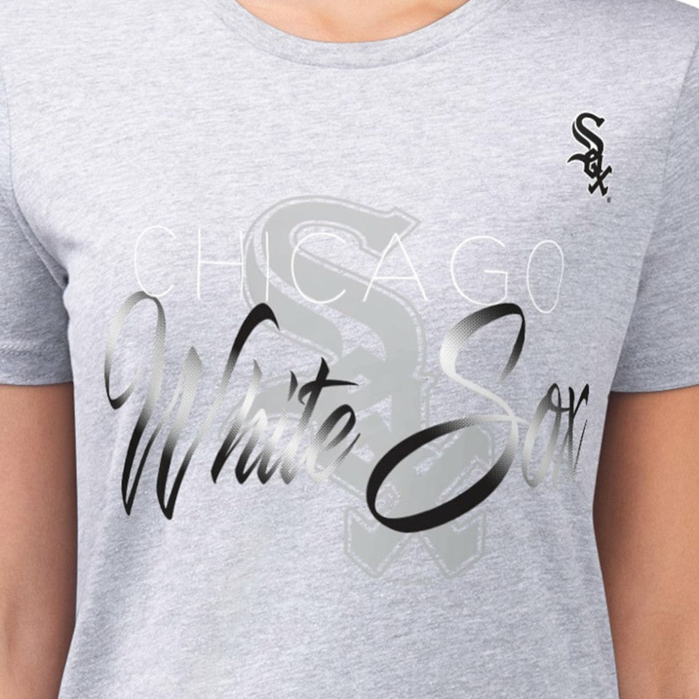 Chicago White Sox G-III 4Her by Carl Banks Women's Super-Slim Fit Lightweight Shadow Logo Graphic T-Shirt - Heather Gray - MLB Lifestyle