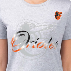 Baltimore Orioles G-III 4Her by Carl Banks Women's Super-Slim Fit Lightweight Shadow Logo Graphic T-Shirt - Heather Gray - MLB Sale