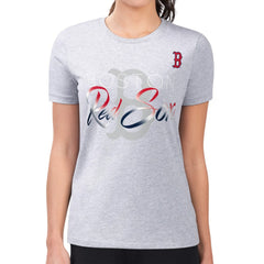 Boston Red Sox G-III 4Her by Carl Banks Women's Super-Slim Fit Lightweight Shadow Logo Graphic T-Shirt - Heather Gray - MLB Lifestyle