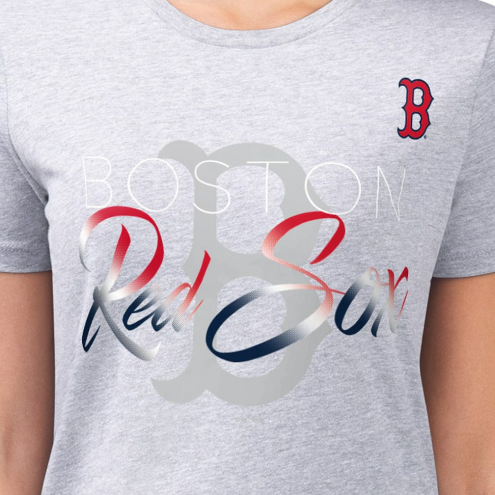 Boston Red Sox G-III 4Her by Carl Banks Women's Super-Slim Fit Lightweight Shadow Logo Graphic T-Shirt - Heather Gray - MLB Lifestyle