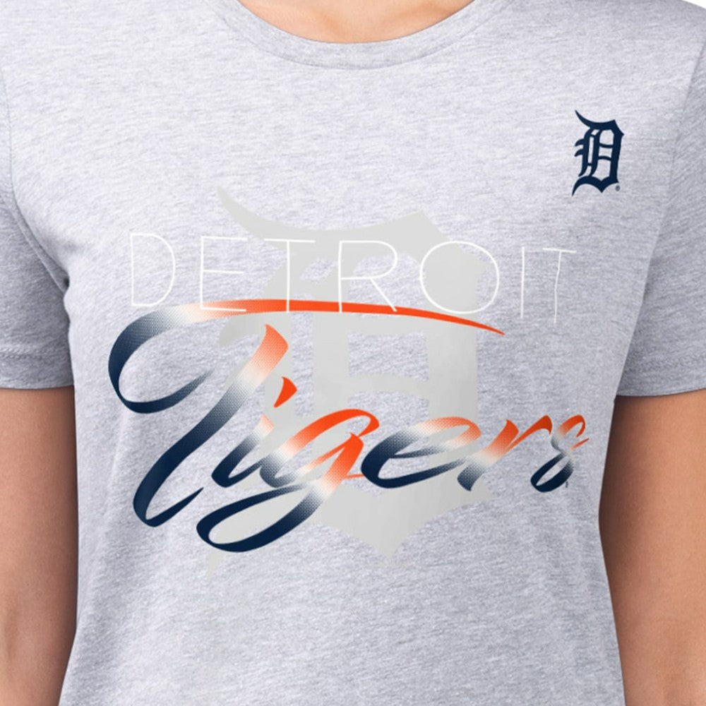 Detroit Tigers G-III 4Her by Carl Banks Women's Super-Slim Fit Lightweight Shadow Logo Graphic T-Shirt - Heather Gray - MLB on Sale