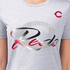 Cincinnati Reds G-III 4Her by Carl Banks Women's Super-Slim Fit Lightweight Shadow Logo Graphic T-Shirt - Heather Gray - MLB Sale
