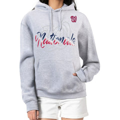 Washington Nationals G-III 4Her by Carl Banks Women's Shadow Logo Graphic Pullover Hoodie - Heather Gray - MLB Online