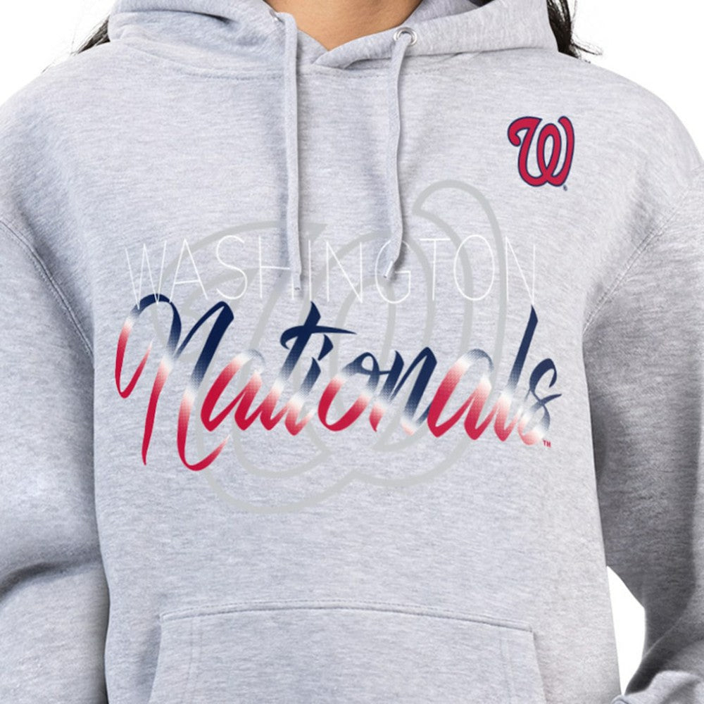 Washington Nationals G-III 4Her by Carl Banks Women's Shadow Logo Graphic Pullover Hoodie - Heather Gray - MLB Online