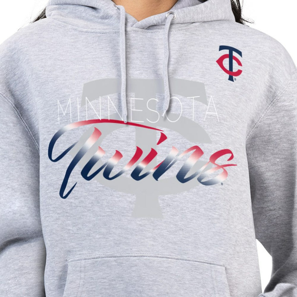 Minnesota Twins G-III 4Her by Carl Banks Women's Shadow Logo Graphic Pullover Hoodie - Heather Gray - MLB Sale