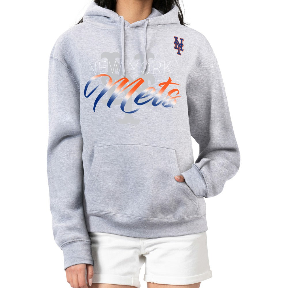 New York Mets G-III 4Her by Carl Banks Women's Shadow Logo Graphic Pullover Hoodie - Heather Gray - MLB Online