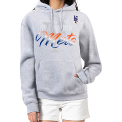 New York Mets G-III 4Her by Carl Banks Women's Shadow Logo Graphic Pullover Hoodie - Heather Gray - MLB Online