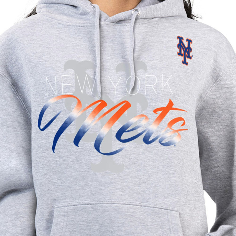 New York Mets G-III 4Her by Carl Banks Women's Shadow Logo Graphic Pullover Hoodie - Heather Gray - MLB Online