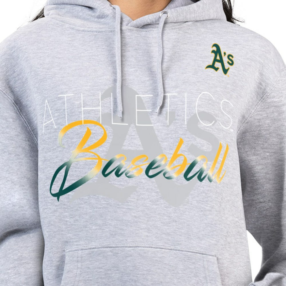 Athletics G-III 4Her by Carl Banks Women's Shadow Logo Graphic Pullover Hoodie - Heather Gray - MLB Discount