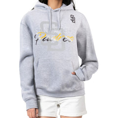 San Diego Padres G-III 4Her by Carl Banks Women's Shadow Logo Graphic Pullover Hoodie - Heather Gray - MLB Discount