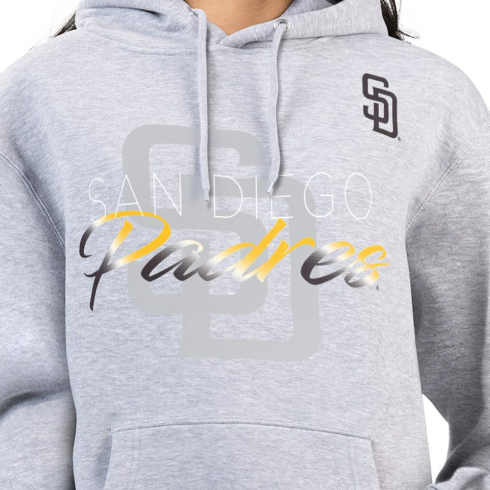 San Diego Padres G-III 4Her by Carl Banks Women's Shadow Logo Graphic Pullover Hoodie - Heather Gray - MLB Discount