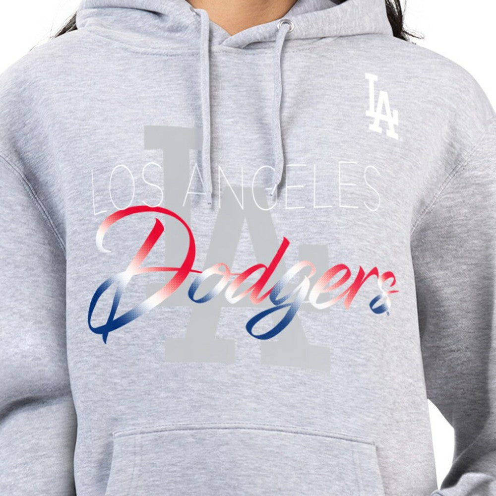 Los Angeles Dodgers G-III 4Her by Carl Banks Women's Shadow Logo Graphic Pullover Hoodie - Heather Gray - MLB Sale