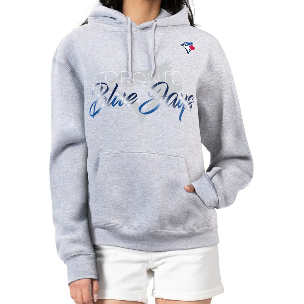 Toronto Blue Jays G-III 4Her by Carl Banks Women's Shadow Logo Graphic Pullover Hoodie - Heather Gray - MLB Sale
