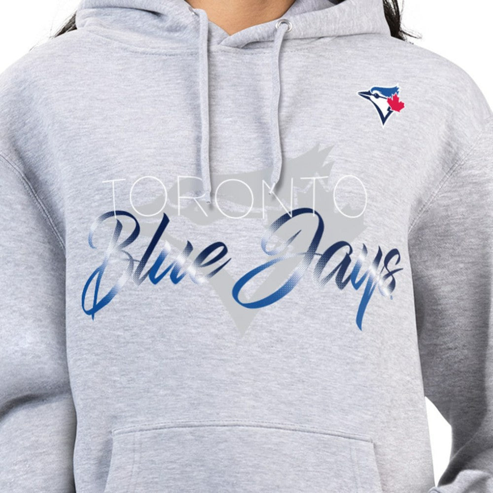 Toronto Blue Jays G-III 4Her by Carl Banks Women's Shadow Logo Graphic Pullover Hoodie - Heather Gray - MLB Sale