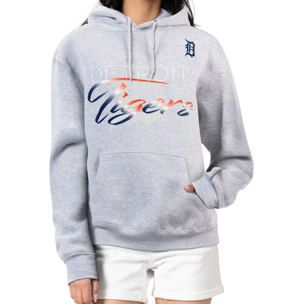 Detroit Tigers G-III 4Her by Carl Banks Women's Shadow Logo Graphic Pullover Hoodie - Heather Gray - MLB Sale