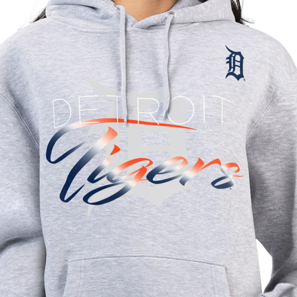 Detroit Tigers G-III 4Her by Carl Banks Women's Shadow Logo Graphic Pullover Hoodie - Heather Gray - MLB Sale
