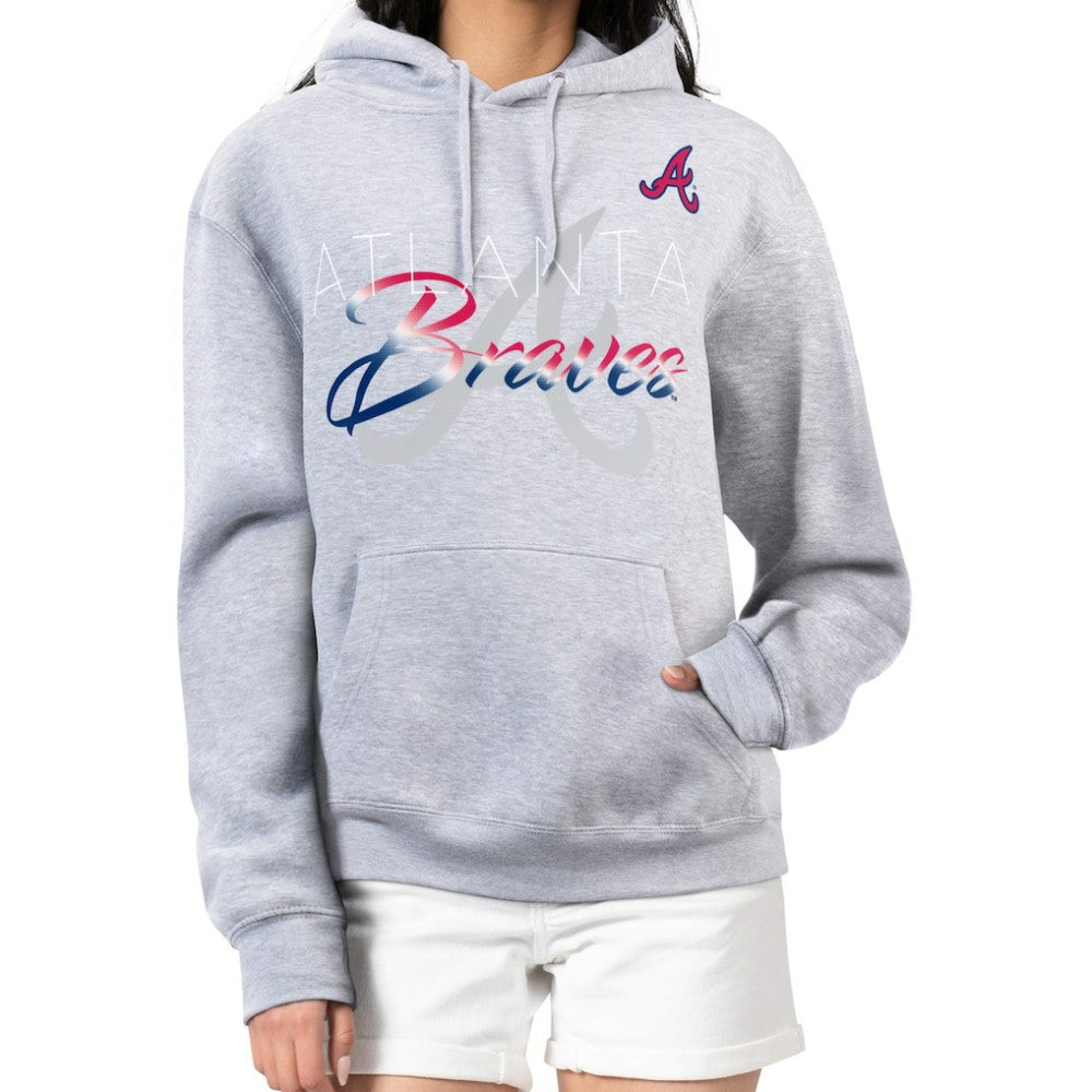 Atlanta Braves G-III 4Her by Carl Banks Women's Shadow Logo Graphic Pullover Hoodie - Heather Gray - MLB Online