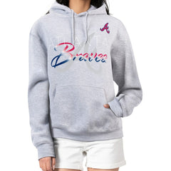 Atlanta Braves G-III 4Her by Carl Banks Women's Shadow Logo Graphic Pullover Hoodie - Heather Gray - MLB Online