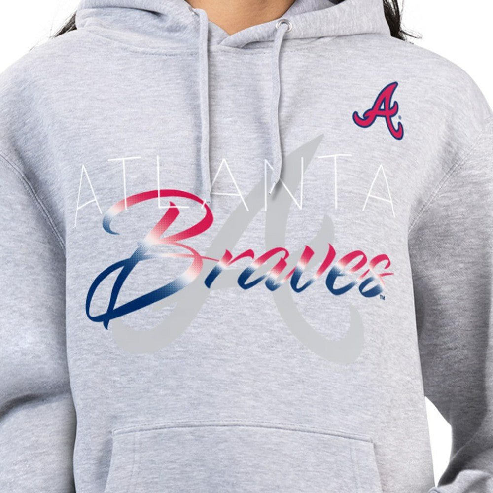 Atlanta Braves G-III 4Her by Carl Banks Women's Shadow Logo Graphic Pullover Hoodie - Heather Gray - MLB Online