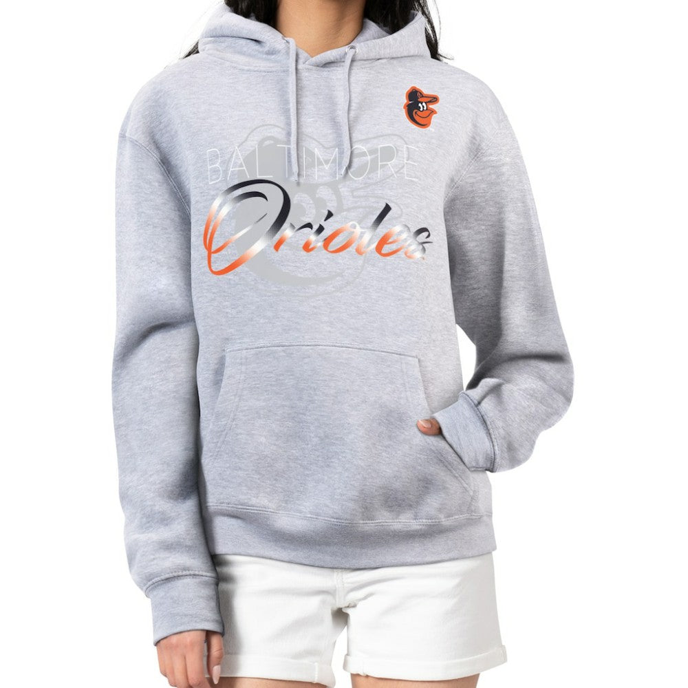 Baltimore Orioles G-III 4Her by Carl Banks Women's Shadow Logo Graphic Pullover Hoodie - Heather Gray - MLB Sale