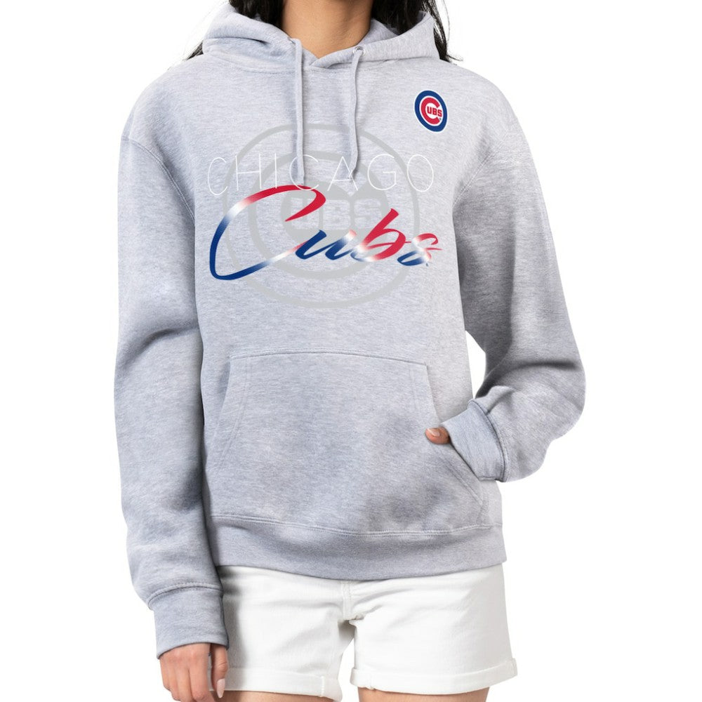Chicago Cubs G-III 4Her by Carl Banks Women's Shadow Logo Graphic Pullover Hoodie - Heather Gray - MLB Discount